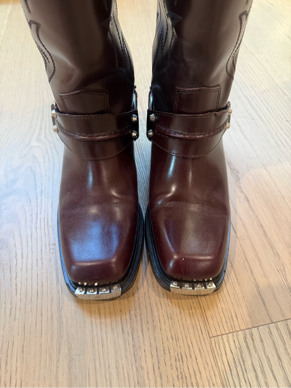 Sandro Brown Leather Combat Moto Boots - Picture 4 of 6